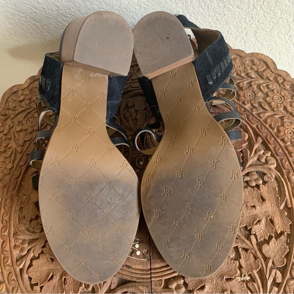 Jack Rogers Black Hadley Caged Leather Sandals Block Heel Open Toe Womens Size 8 - Picture 8 of 9